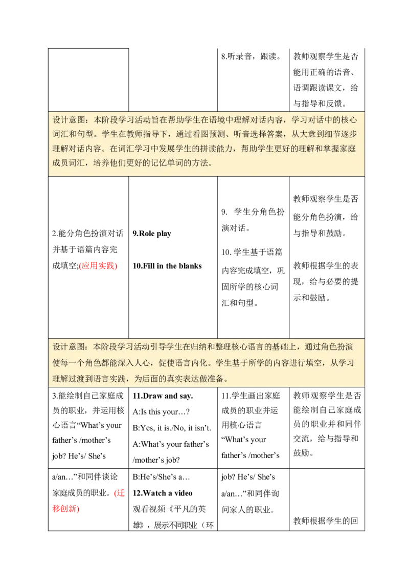 Unit1Helpingathome单元整体教学设计表格式（5课时）_4上-新英语人教PEP版（2025持续更新）_04教案+教学计划_表格式单元整体教学设计