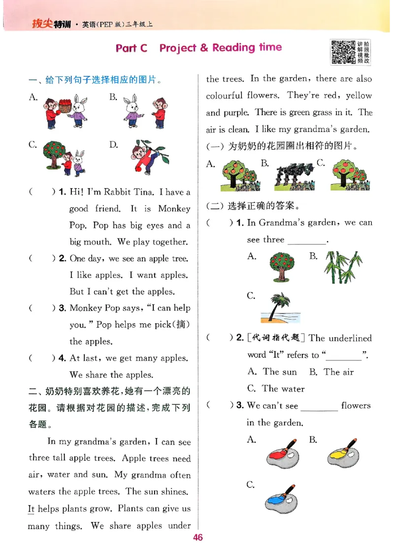 三年级英语上册人教PEP版25秋《拔尖特训》_25秋《拔尖特训》小学语数英各版本_3-6年级英语上册人教PEP版25秋《拔尖特训》_三年级英语上册人教PEP版25秋《拔尖特训》