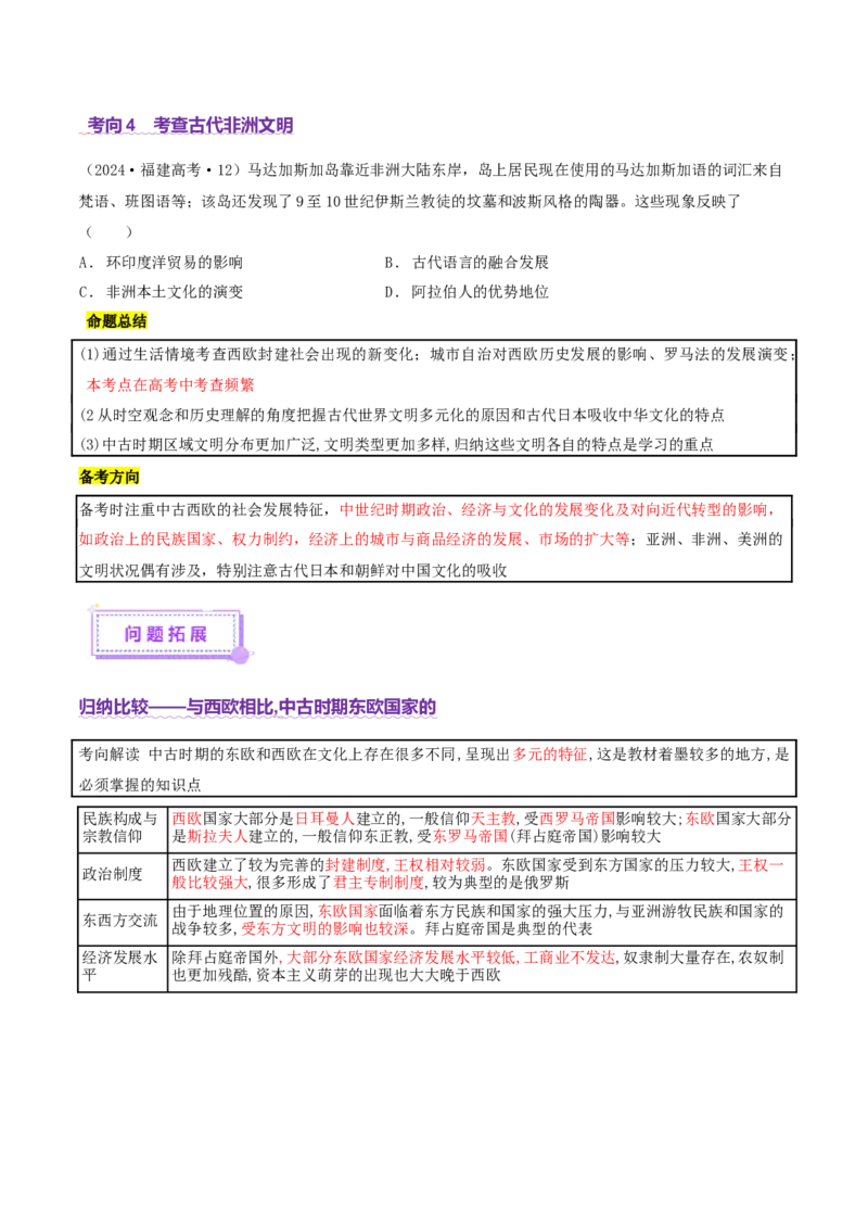 专题09多元共生&mdash;&mdash;古代世界文明的多样性与区域扩展（讲义）（原卷版）_07高考历史_2025年新高考资料_二轮复习_01高考语文等多个文件