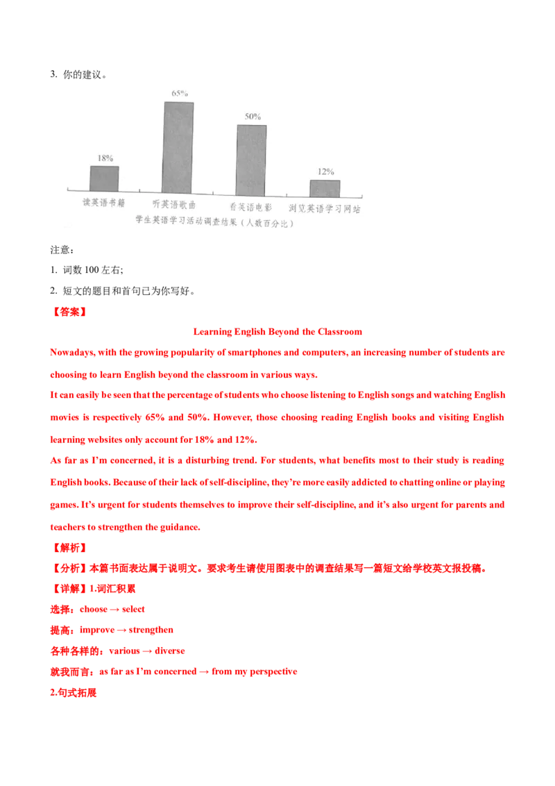 专题10图表类(应用文）-2025年高考英语二轮复习话题写作高频热点通关必备（解析版）_03高考英语_2025年新高考资料_二轮复习