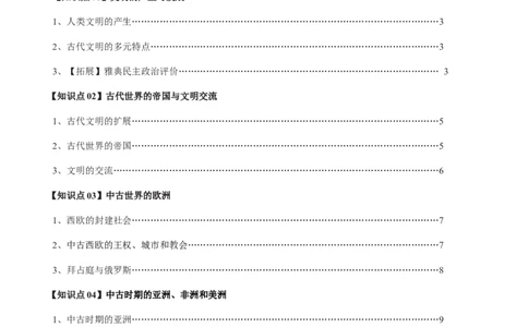 专题10古代西方文明的源头-口袋书2024年高考历史一轮复习知识清单_07高考历史_新高考复习资料_2024年新高考复习资料_一轮复习资料