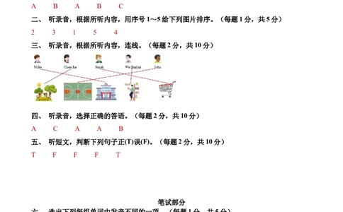 英语（基础卷02）（参考答案）_4上-新英语人教PEP版（2025持续更新）_07练习试卷_期中试卷_四年级英语上学期期中素养测评&middot;基础卷02（人教PEP版&middot;新教材）