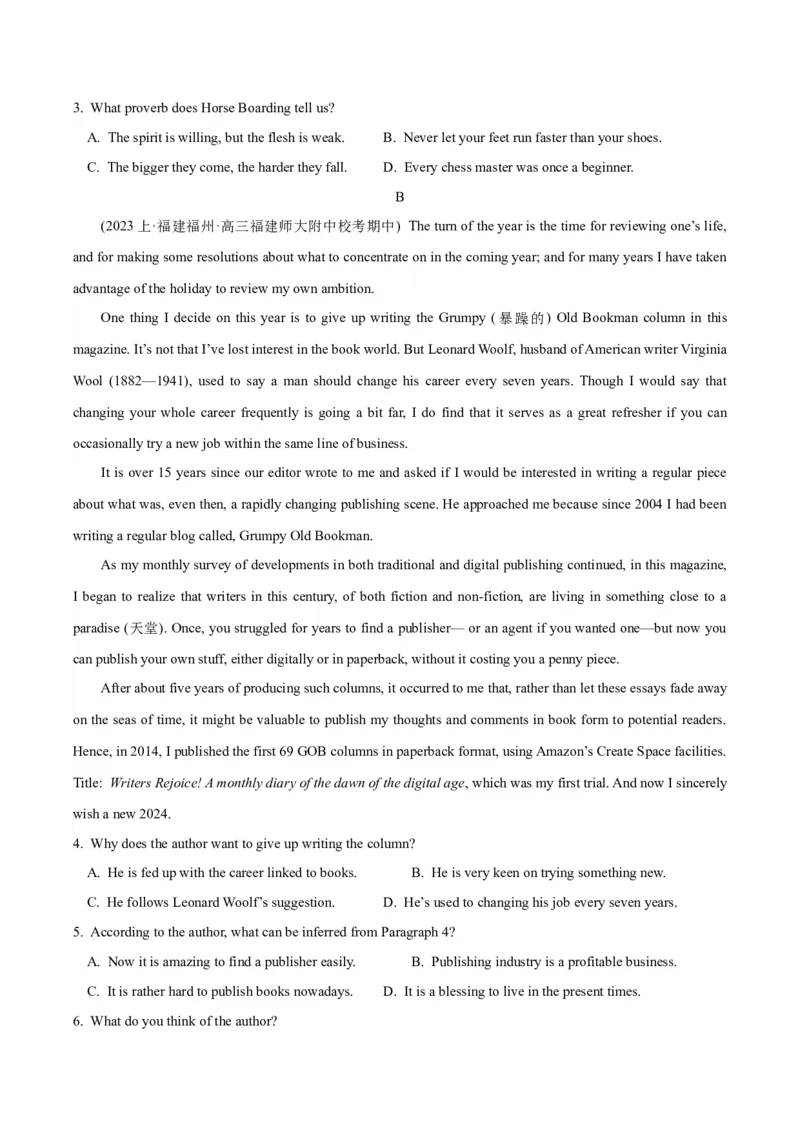 专题11阅读理解之记叙文-2024年高考英语二轮热点题型归纳与变式演练（新高考通用）（解析版）_03高考英语_2024年新高考资料_2.2024二轮复习_专题11阅读理解之记叙文-2024年高考英语二轮