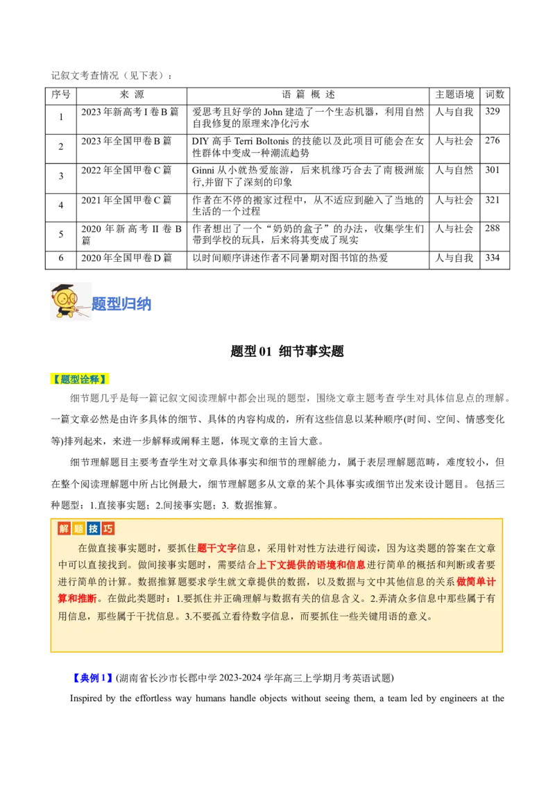 专题11阅读理解之记叙文-2024年高考英语二轮热点题型归纳与变式演练（新高考通用）（解析版）_03高考英语_2024年新高考资料_2.2024二轮复习_专题11阅读理解之记叙文-2024年高考英语二轮