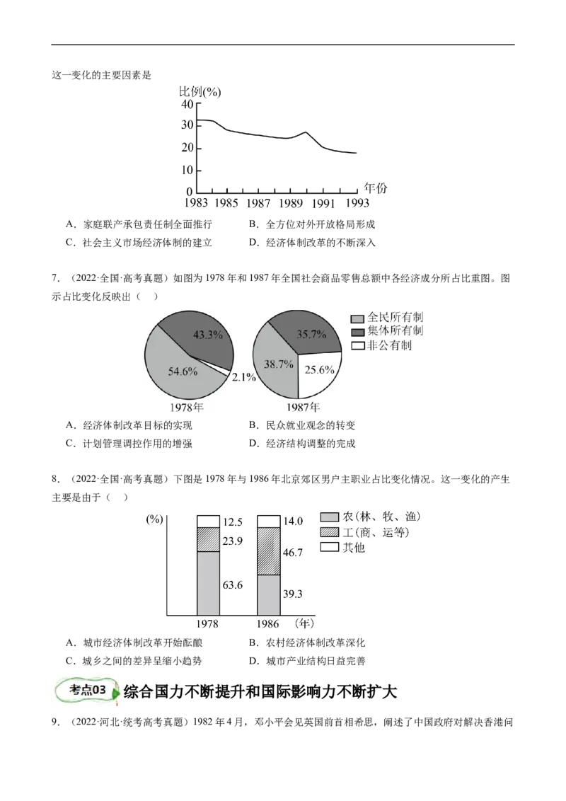 专题10改革开放与社会主义现代化建设时期（原卷版）_07高考历史_新高考复习资料_2024年新高考复习资料_二轮复习资料_完2024年高考历史二轮专题复习高频考点追踪分析与预测