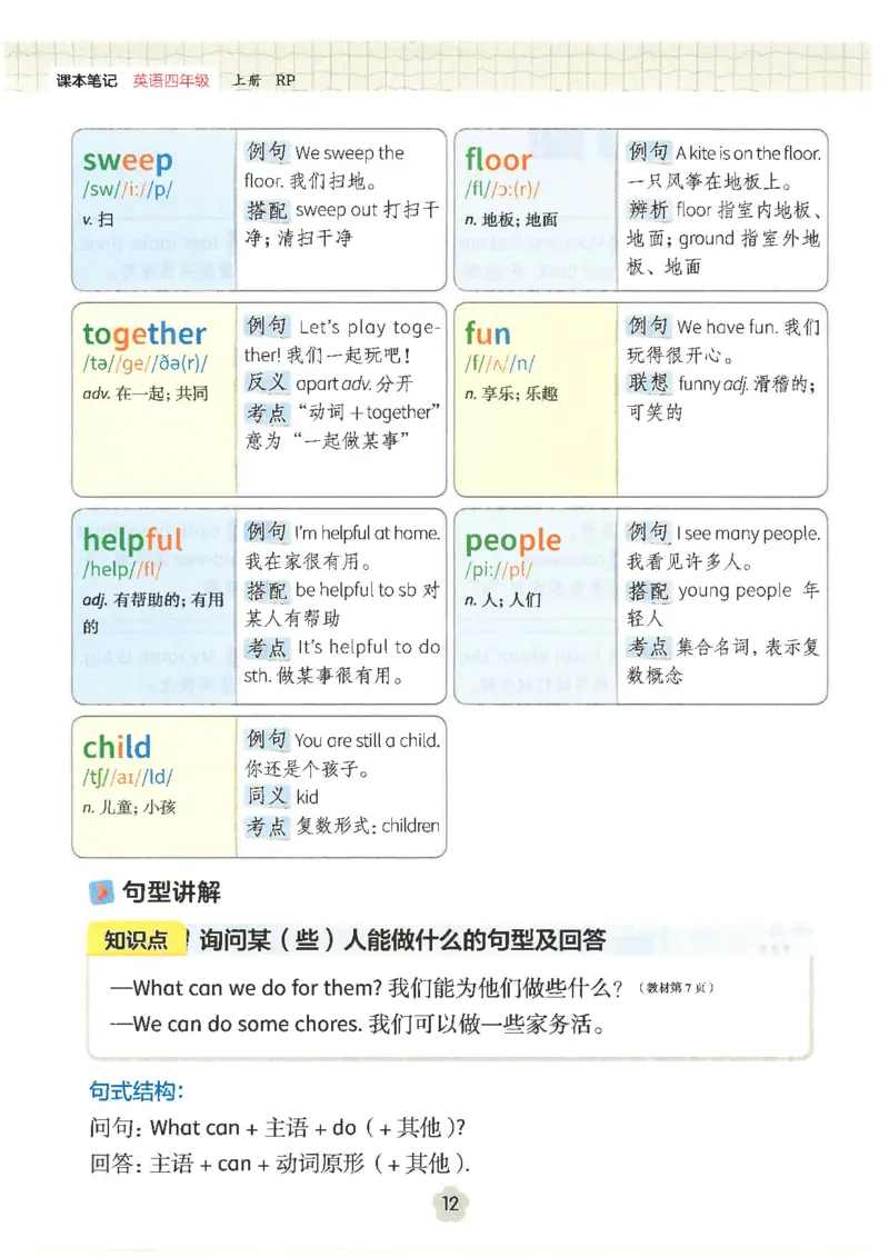 课堂笔记_4上-新英语人教PEP版（2025持续更新）_11课堂笔记