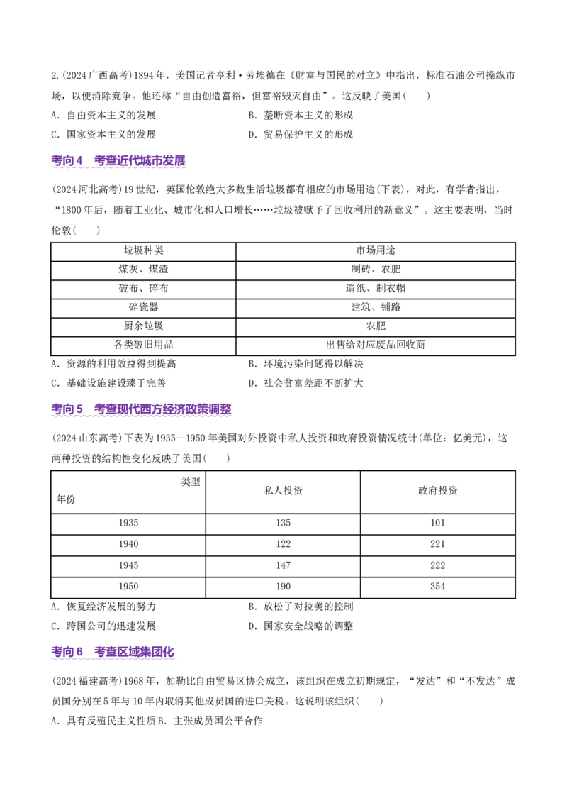 专题10渐进而行&mdash;&mdash;资本主义：产生、发展与调整（讲义）（原卷版）_07高考历史_2025年新高考资料_二轮复习_01高考语文等多个文件