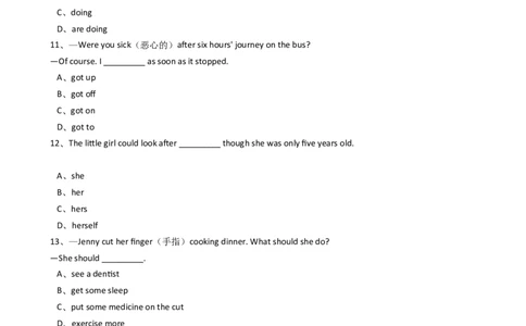 新目标版英语八年级下册Unit1What'sthematter？（SectionA）同步练习_人教版英语八年级下册_旧版_4人教版英语8年级下册视频_人教英语八年级下课时练习（113份）_同步练习2