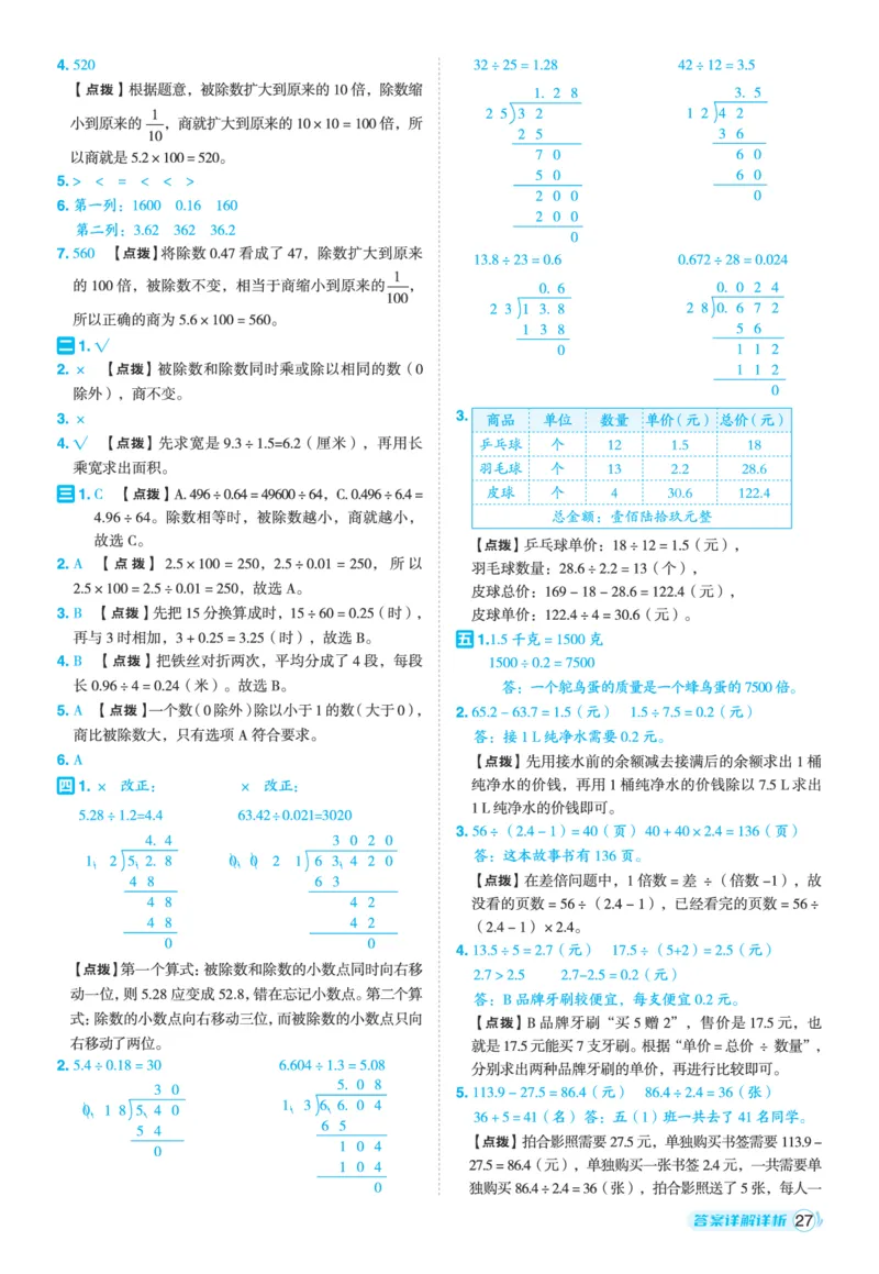 25秋典中点四年级数学上（QD版）五四制答案_25秋《典中点》系列_1-6年级数学上册各版本《典中点》（抢先版）_25秋1-6年级数学上册青岛54制《典中点》（抢先版）