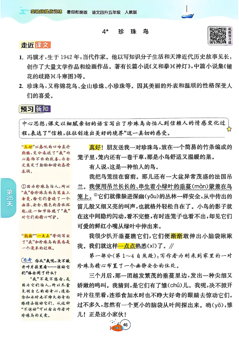 25版《实验班提优训练暑假衔接》语文4升5_25秋《实验班》系列_25版实验班语数英人教北师大苏教译林《暑假衔接》_实验班暑假衔接语文25年