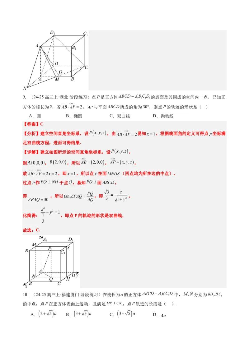 专题11立体几何中的截面与轨迹问题（6大题型）-2025年高考数学二轮热点题型归纳与变式演练（新高考通用）（解析版）_02高考数学_2025年新高考资料_二轮复习_一、题型突破