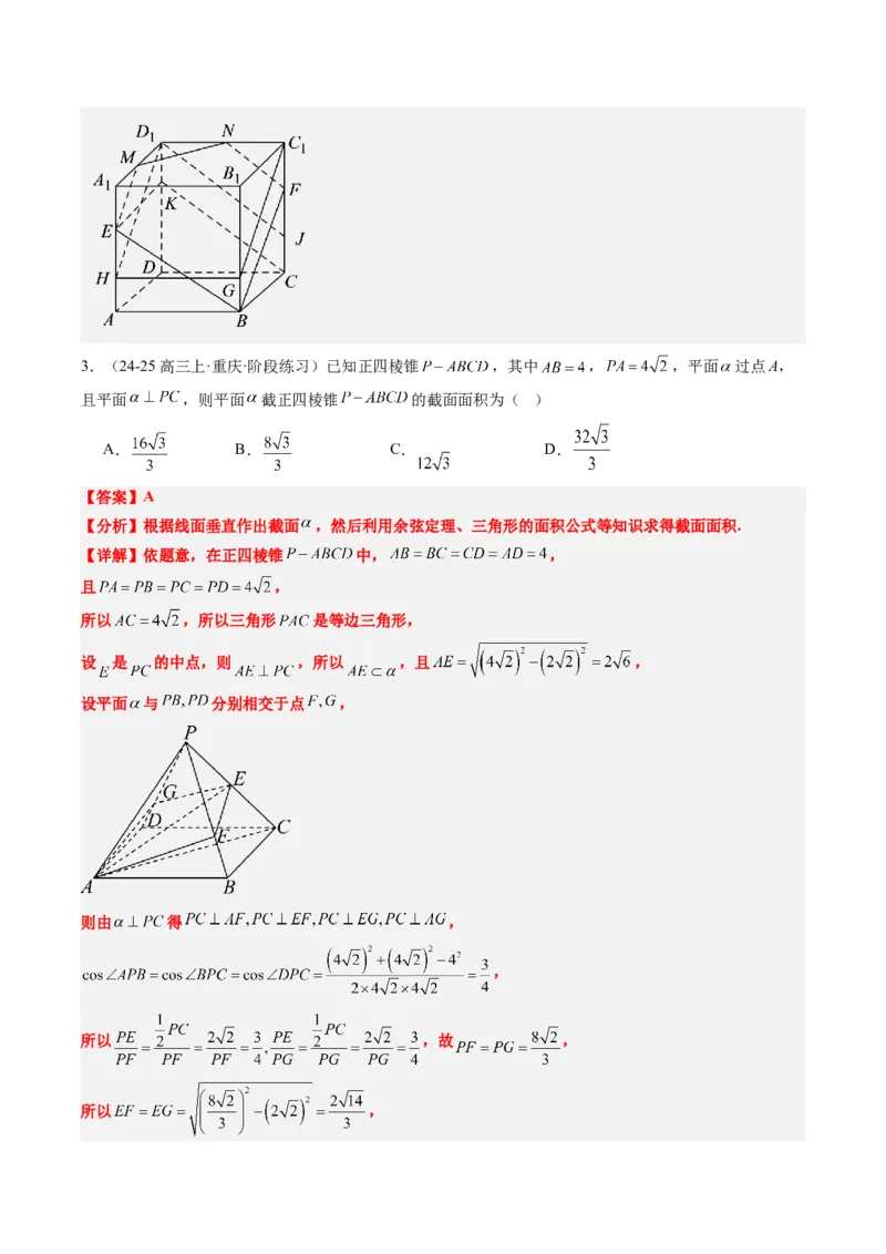 专题11立体几何中的截面与轨迹问题（6大题型）-2025年高考数学二轮热点题型归纳与变式演练（新高考通用）（解析版）_02高考数学_2025年新高考资料_二轮复习_一、题型突破