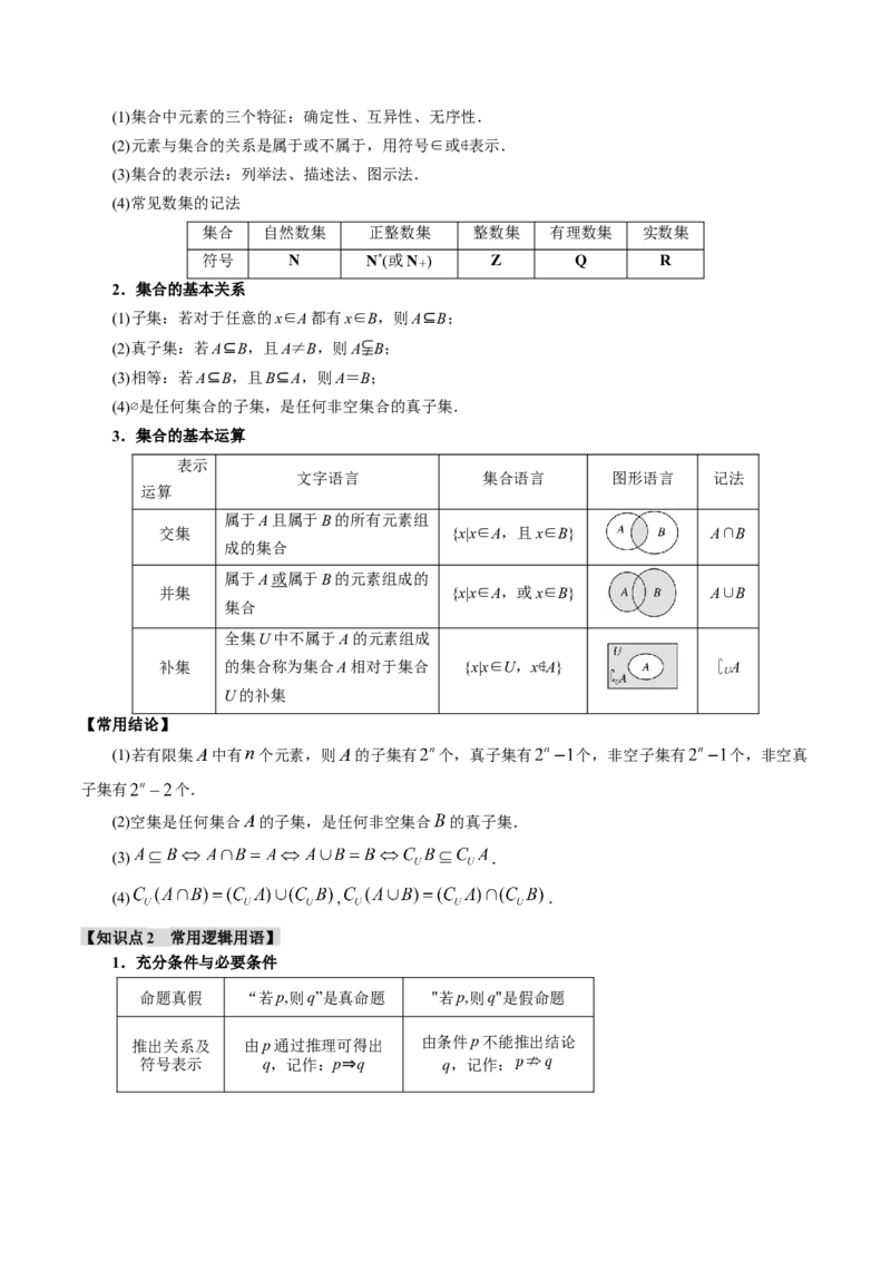 专题1.1集合与常用逻辑用语七大题型（讲义）（举一反三）（新高考专用）（解析版）_02高考数学_2025年新高考资料_二轮复习_一、热点题型篇