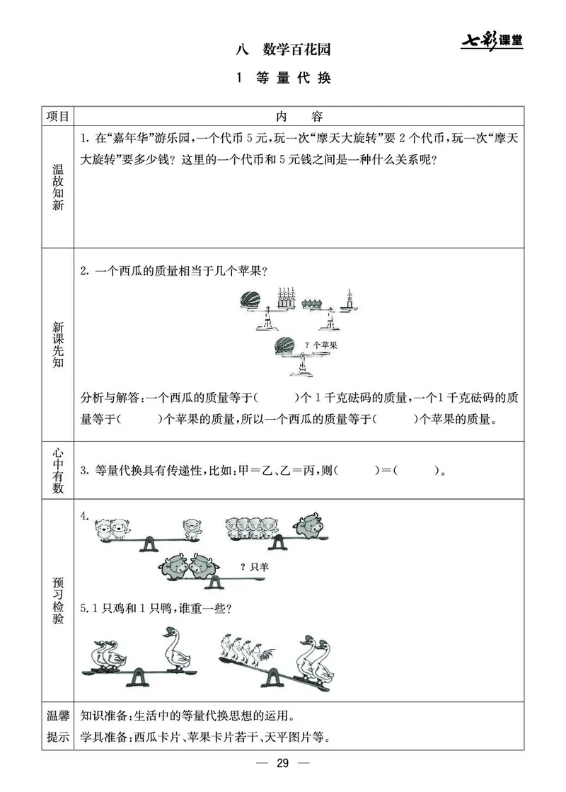 三年级数学上册北京版《七彩课堂》预习卡_1-6年级《七彩课堂》预习卡_1-6年级数学上册北京版《七彩课堂》预习卡