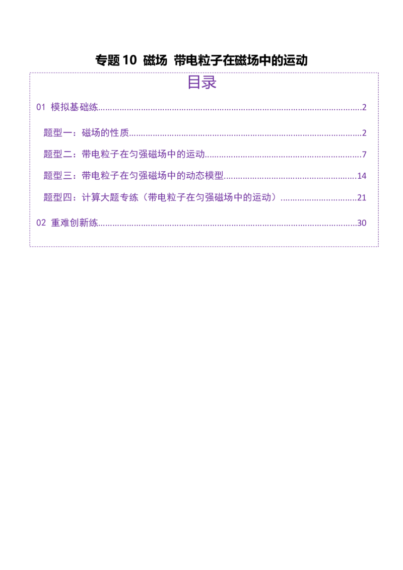 专题10磁场带电粒子在磁场中的运动（练习）（解析版）_03高考英语_2025年新高考资料_二轮复习_01高考语文等多个文件_上好课2025年高考物理二轮复习讲练测（新高考通用）