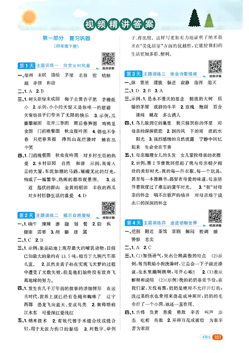 25版《阳光同学暑假衔接》语文4升5-副本_25秋《阳光同学》系列_25年1-6年级语文《阳光同学语文暑假衔接》_4升5