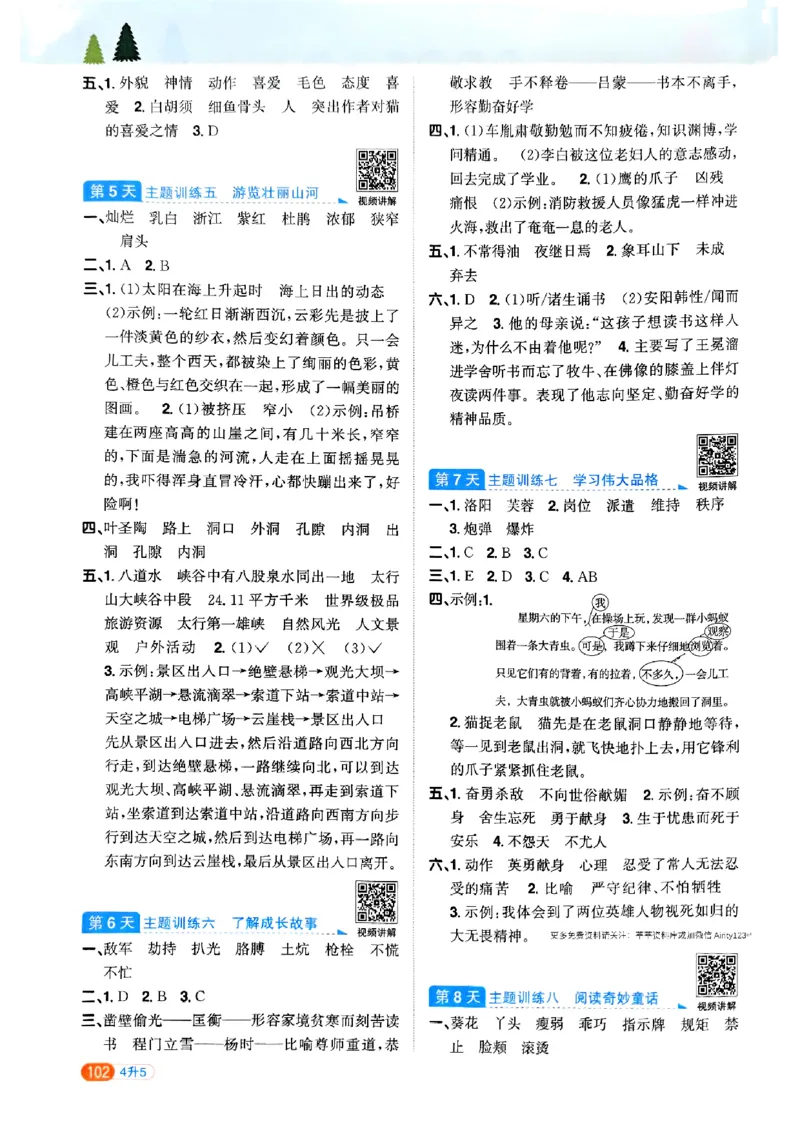 25版《阳光同学暑假衔接》语文4升5-副本_25秋《阳光同学》系列_25年1-6年级语文《阳光同学语文暑假衔接》_4升5