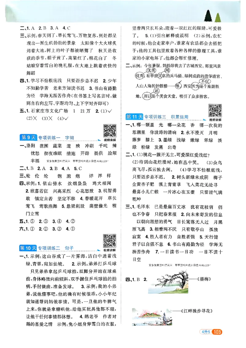 25版《阳光同学暑假衔接》语文4升5-副本_25秋《阳光同学》系列_25年1-6年级语文《阳光同学语文暑假衔接》_4升5