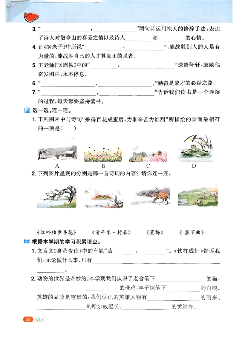25版《阳光同学暑假衔接》语文4升5-副本_25秋《阳光同学》系列_25年1-6年级语文《阳光同学语文暑假衔接》_4升5