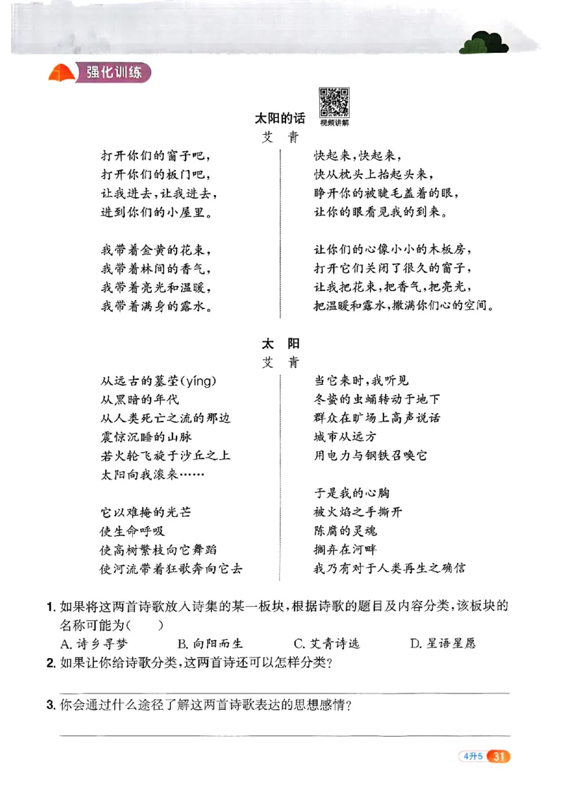 25版《阳光同学暑假衔接》语文4升5-副本_25秋《阳光同学》系列_25年1-6年级语文《阳光同学语文暑假衔接》_4升5