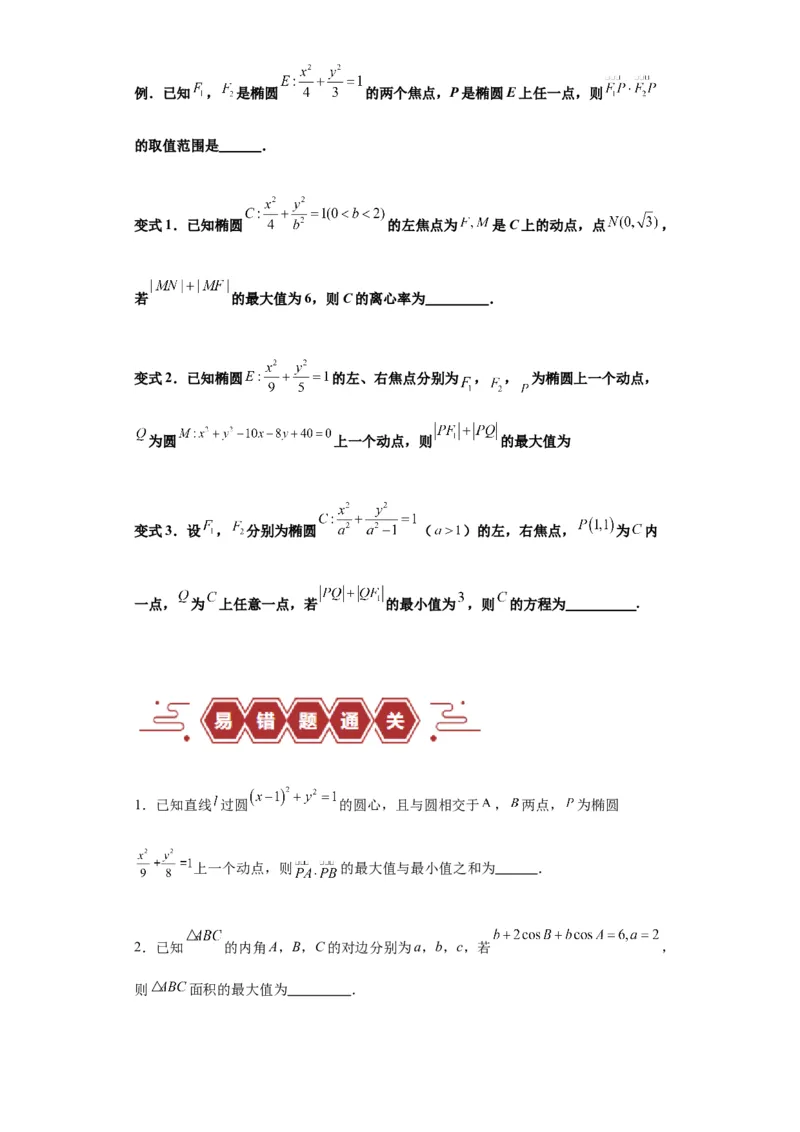 专题11圆锥曲线（4大易错点分析+解题模板+举一反三+易错题通关）-备战2024年高考数学考试易错题（新高考专用）（原卷版）_02高考数学_新高考复习资料_2024年新高考资料_专项复习资料