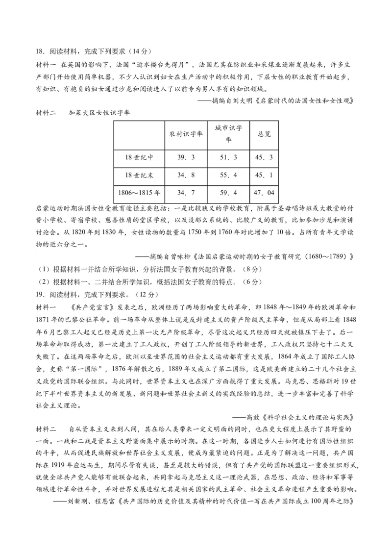 专题10资本主义制度的确立（练习）（原卷版）_07高考历史_新高考复习资料_2024年新高考复习资料_二轮复习资料_2024年高考历史二轮复习讲练测（新教材新高考）_配套练习