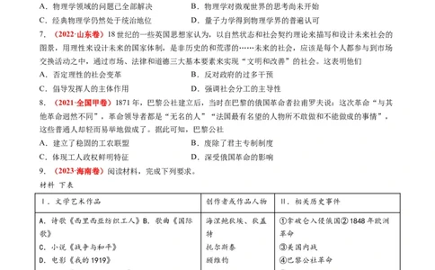 专题10资本主义制度的确立（练习）（原卷版）_07高考历史_新高考复习资料_2024年新高考复习资料_二轮复习资料_2024年高考历史二轮复习讲练测（新教材新高考）_配套练习