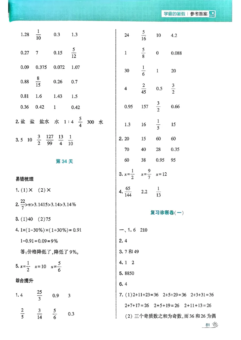 25学霸五升六暑假计算大通关人教_25秋《学霸的暑假计算大通关》_25年1-6年级数学人教版《学霸的暑假计算暑期大通关》_五升六