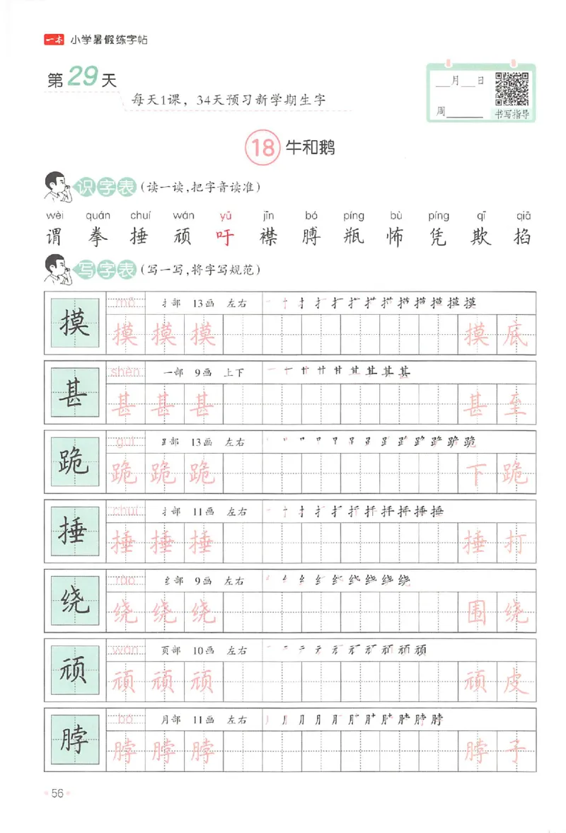 三升四年级25版《一本小学语文暑假练字帖》_25秋《一本》系列_25秋《一本暑假练字帖》