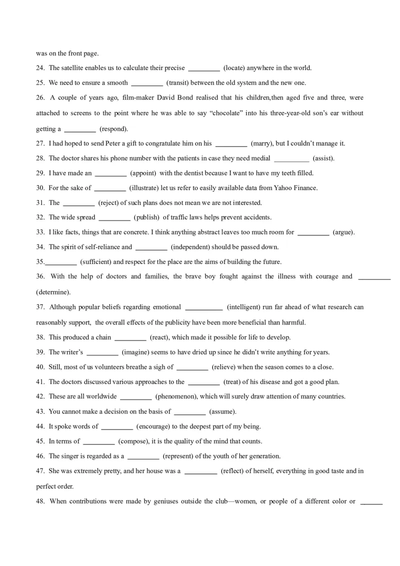 专题1.1.1名词（冲击双一流&middot;单句语法填空60题+原创名词语篇填空1篇）_03高考英语_新高考复习资料_2024年新高考资料_专项复习资料_第二部分语法知识专项突破（含原创试题）