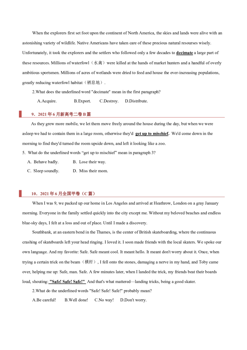 专题10阅读理解之猜词题（原卷版）_03高考英语_新高考复习资料_2023年新高考资料_二轮复习_2023年高考英语毕业班二轮热点题型归纳与变式演练（新高考专用）288150943