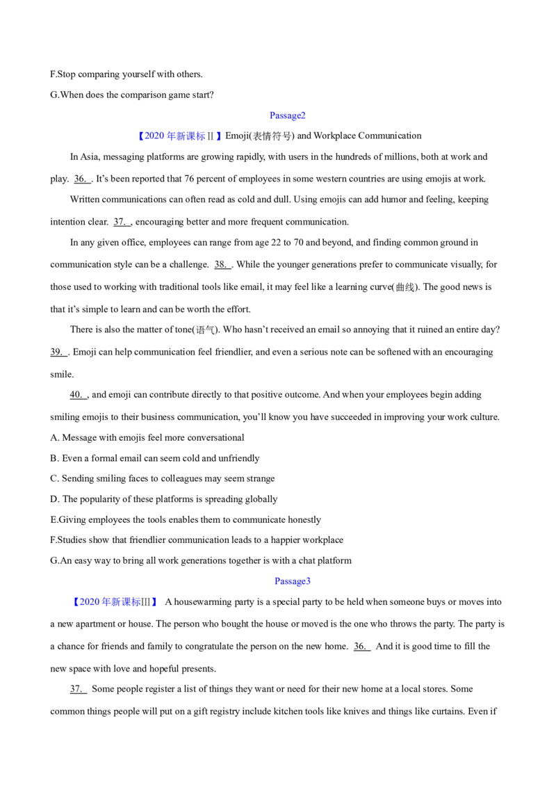 专题11七选五之利用设空位置解题（分层练）(原卷版）-高频考点解密2024年高考英语二轮复习高频考点追踪与预测（新高考专用）_03高考英语_新高考复习资料_2024年新高考资料