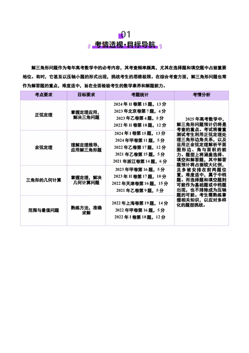 专题10正余弦定理在解三角形中的高级灵活应用与最值问题（讲义）（原卷版）_02高考数学_2025年新高考资料_二轮复习_01高考语文等多个文件