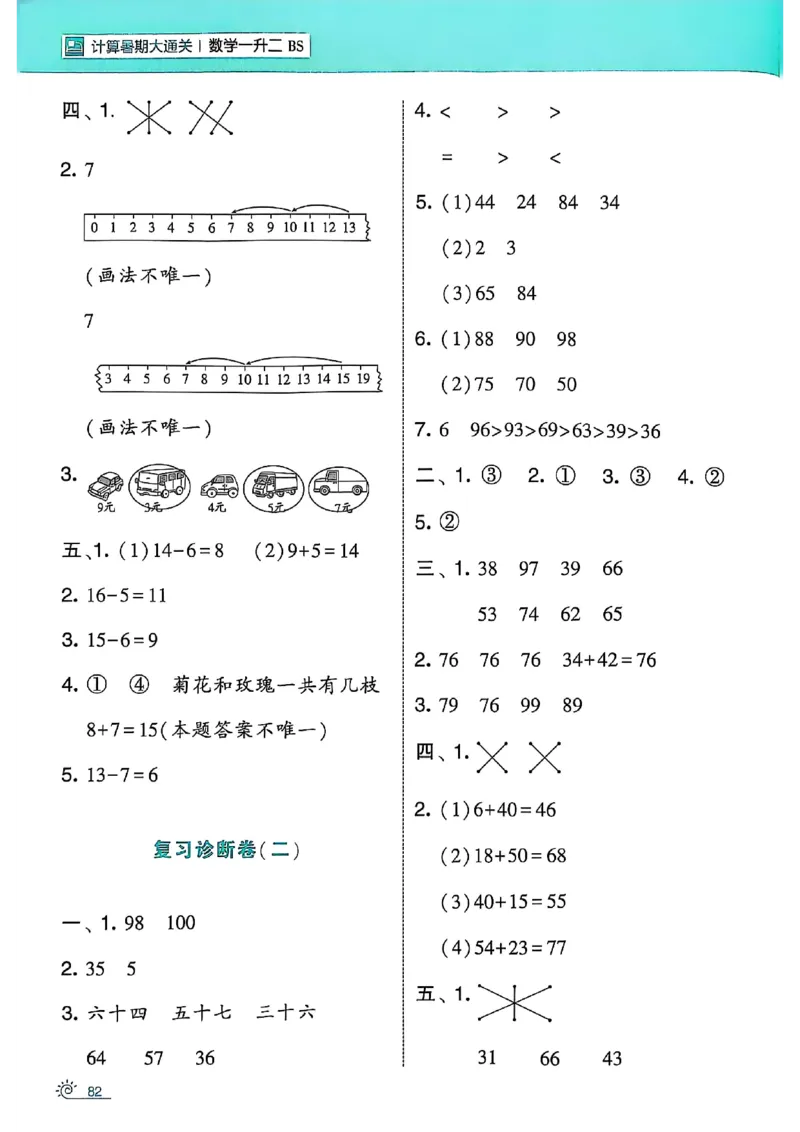 25学霸暑假一升二计算大通关北师_25秋《学霸的暑假计算大通关》_25年1-6年级数学北师版《学霸的暑假计算暑期大通关》_一升二