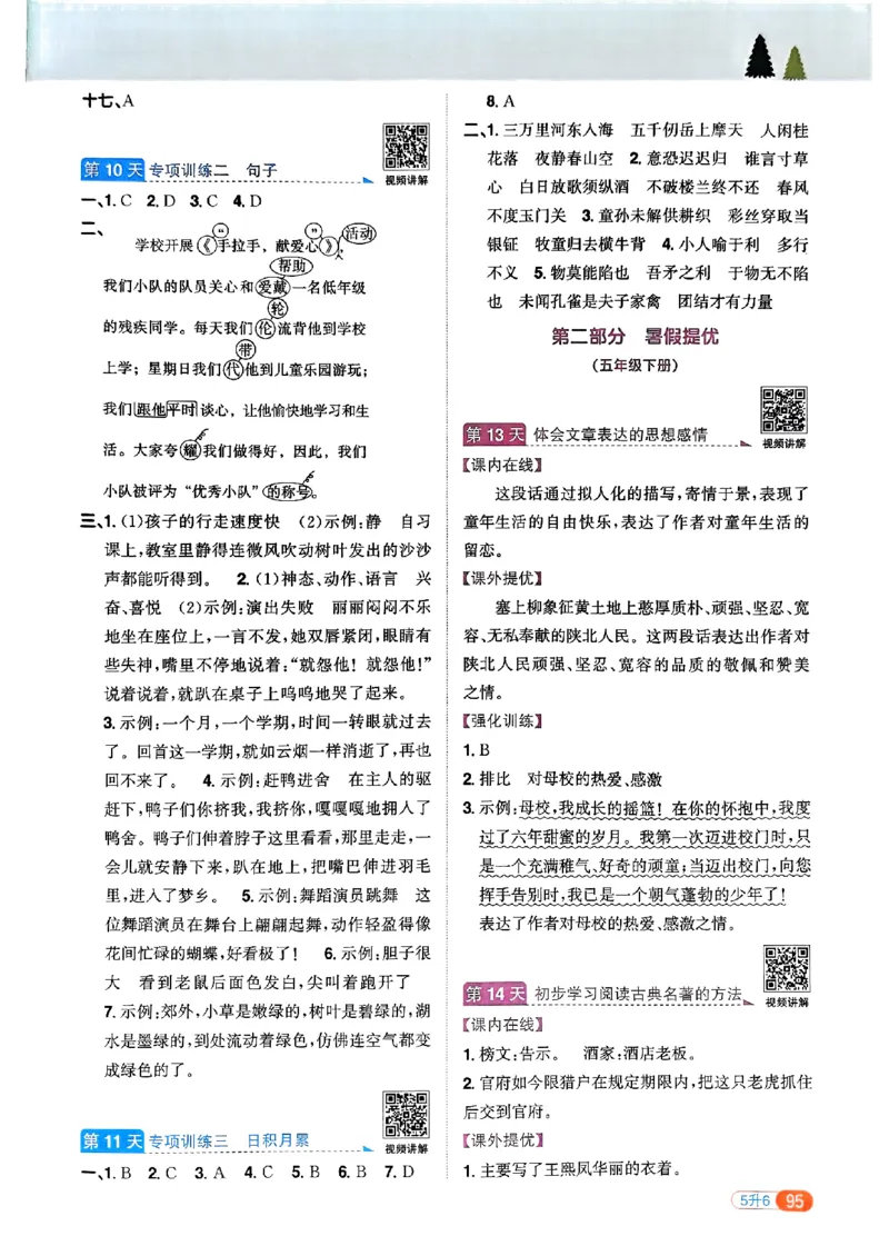 25版《阳光同学暑假衔接》语文5升6-副本_25秋《阳光同学》系列_25年1-6年级语文《阳光同学语文暑假衔接》_5升6