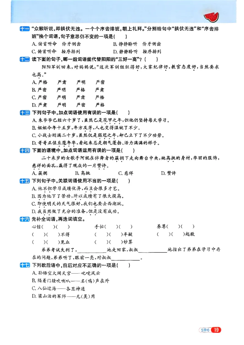 25版《阳光同学暑假衔接》语文5升6-副本_25秋《阳光同学》系列_25年1-6年级语文《阳光同学语文暑假衔接》_5升6