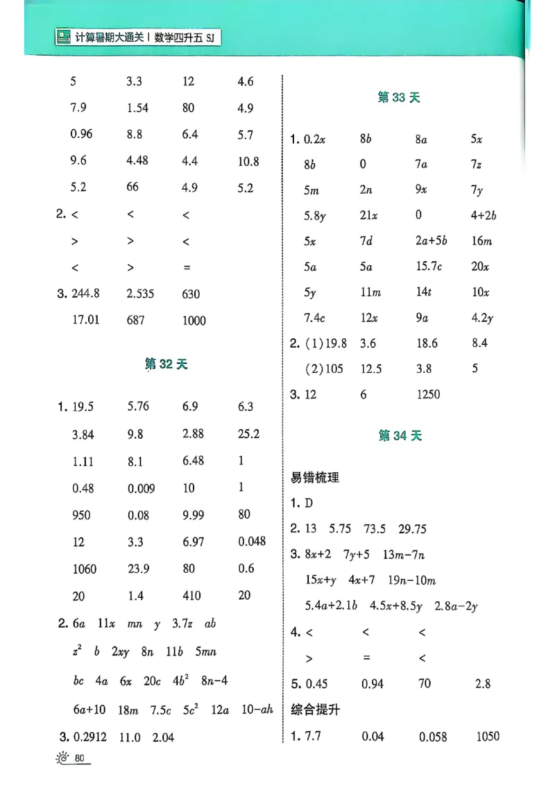 25学霸暑假四升五计算大通关苏教_25秋《学霸的暑假计算大通关》_25年1-6年级数学苏教版《学霸暑假计算大通关》_苏教四升五