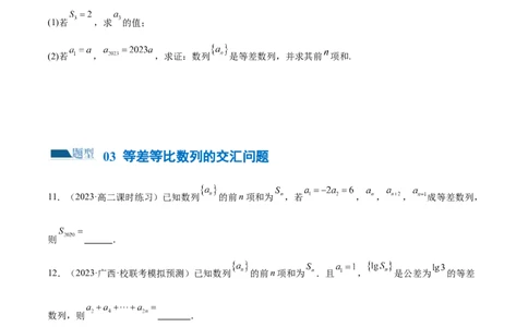 专题09数列的通项公式、数列求和及综合应用（练习）（原卷版）_02高考数学_2024年新高考资料_2.2024二轮复习_2024年高考数学二轮复习讲练（新教材新高考）