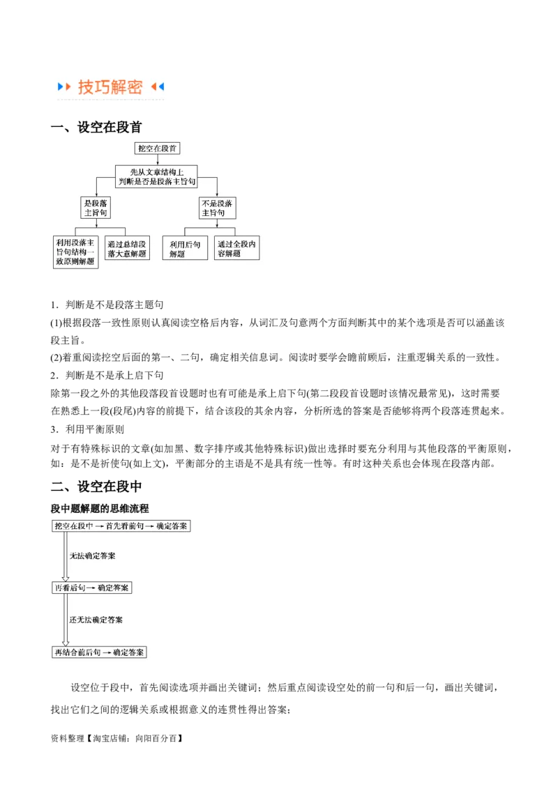 专题11七选五之利用设空位置解题（讲义）(解析版）-高频考点解密2024年高考英语二轮复习高频考点追踪与预测（新高考专用）_03高考英语_新高考复习资料_2024年新高考资料_讲义