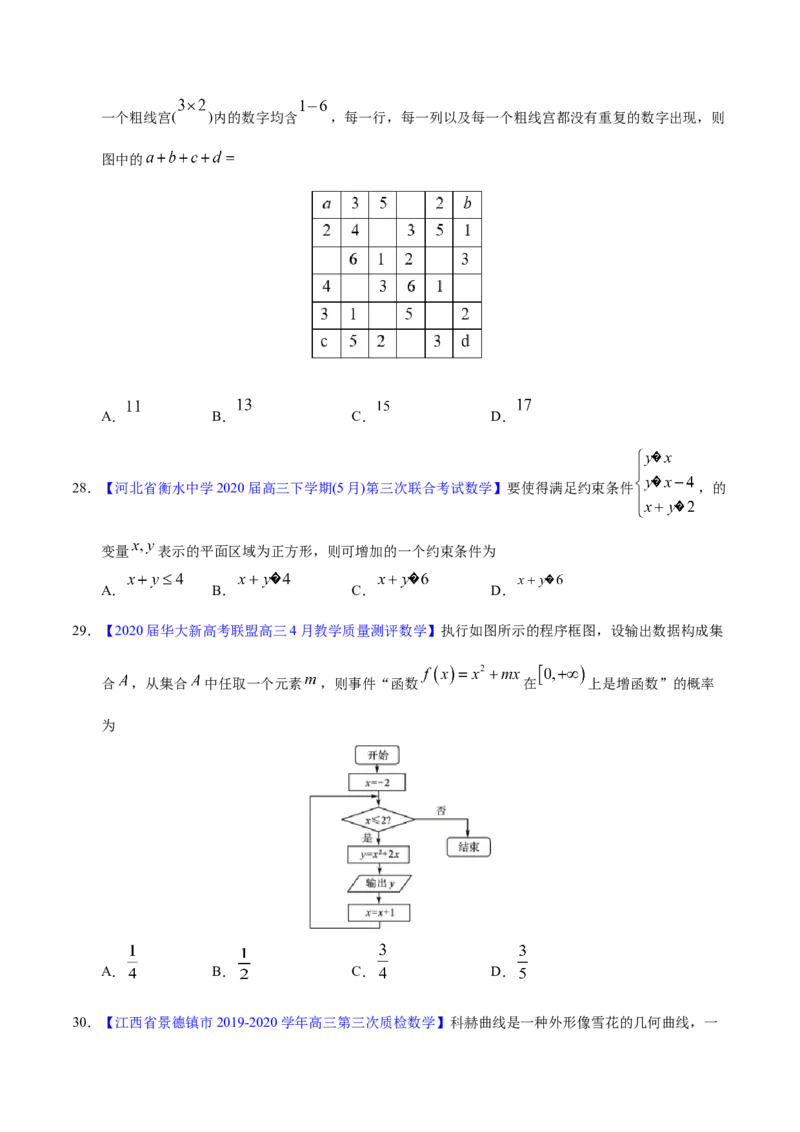专题11不等式、推理与证明、算法初步、复数&mdash;&mdash;2020年高考真题和模拟题理科数学分项汇编（学生版）_02高考数学_新高考复习资料_2022年新高考资料_2022年一轮复习各版本