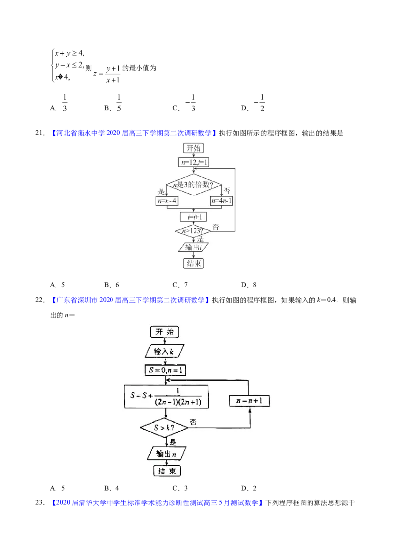 专题11不等式、推理与证明、算法初步、复数&mdash;&mdash;2020年高考真题和模拟题理科数学分项汇编（学生版）_02高考数学_新高考复习资料_2022年新高考资料_2022年一轮复习各版本
