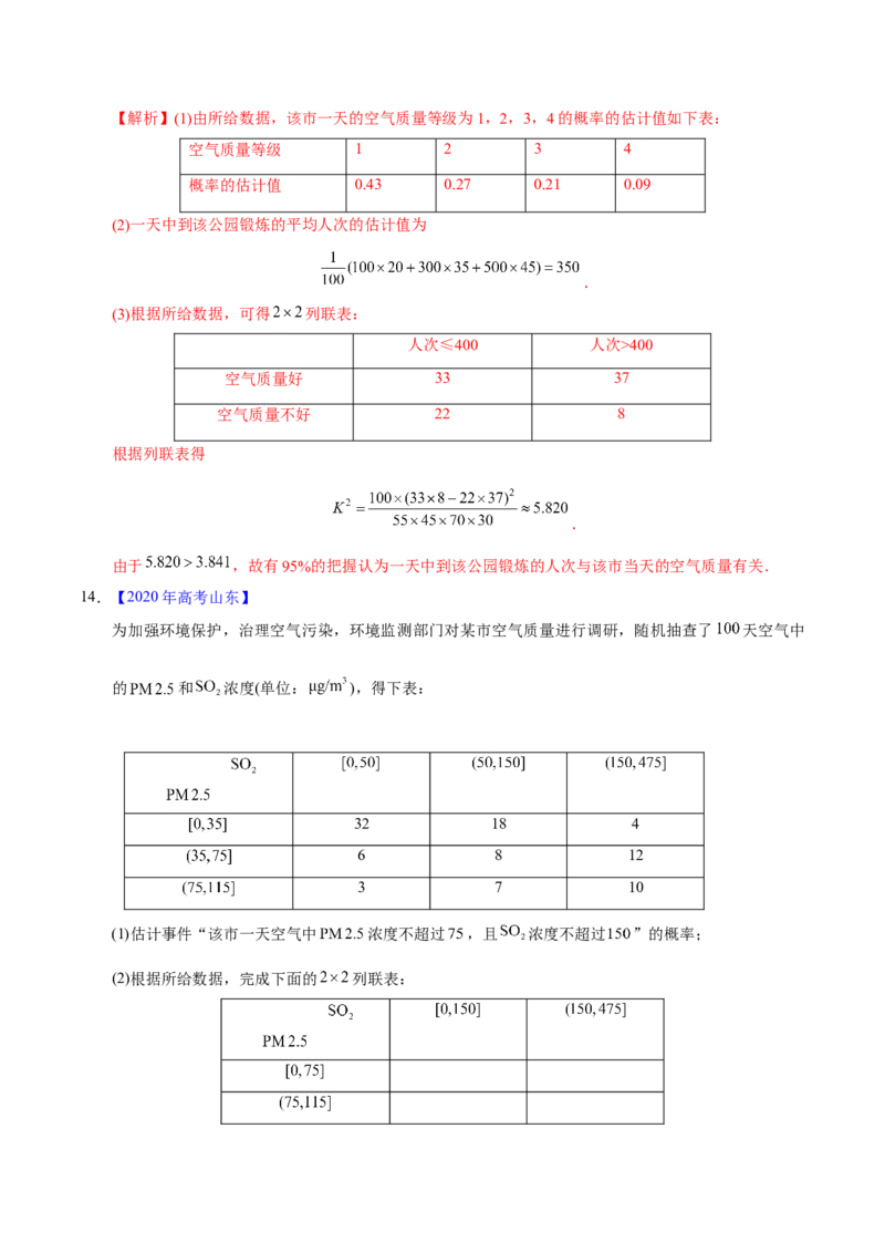 专题09概率与统计&mdash;&mdash;2020年高考真题和模拟题理科数学分项汇编（教师版含解析）_02高考数学_新高考复习资料_2022年新高考资料_2022年一轮复习各版本_1.新高考2022年高考数学一轮复习