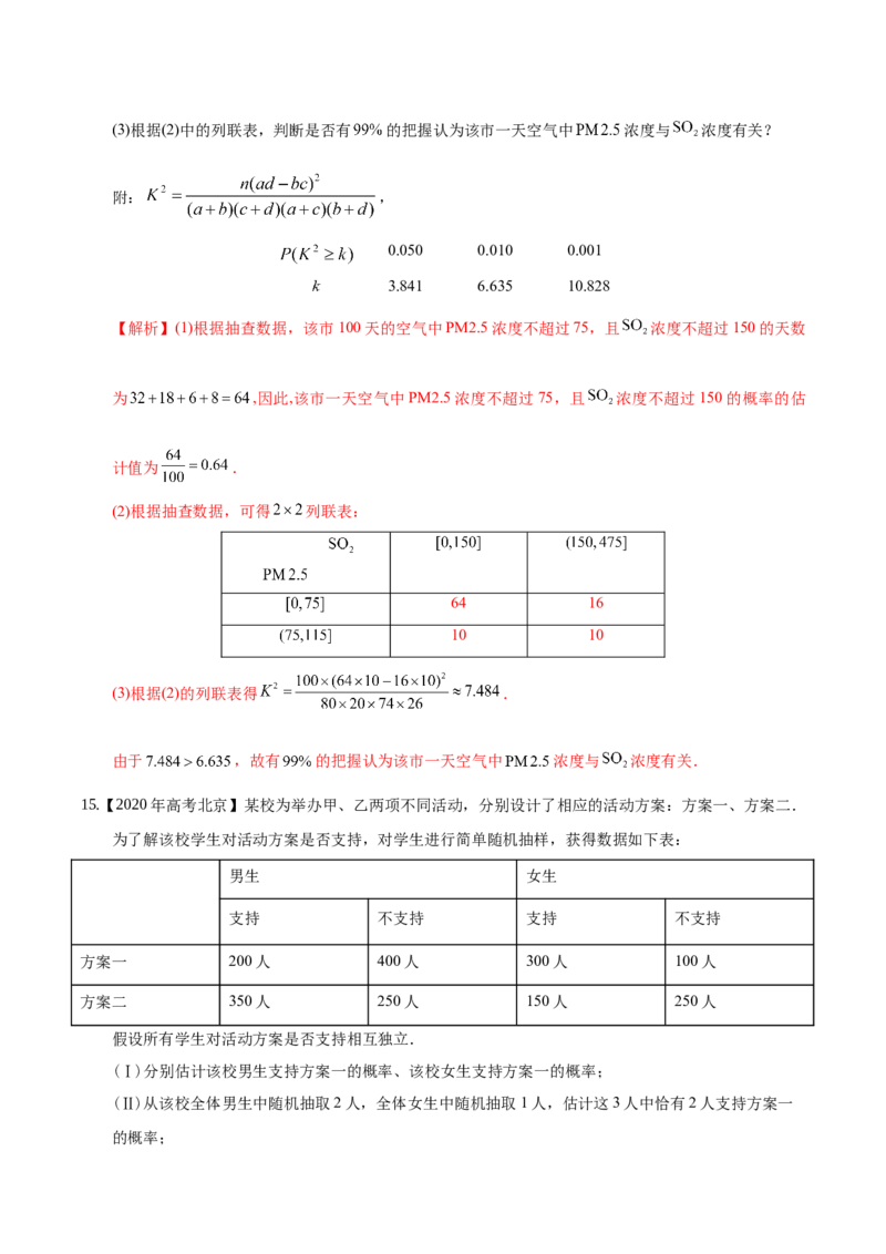 专题09概率与统计&mdash;&mdash;2020年高考真题和模拟题理科数学分项汇编（教师版含解析）_02高考数学_新高考复习资料_2022年新高考资料_2022年一轮复习各版本_1.新高考2022年高考数学一轮复习