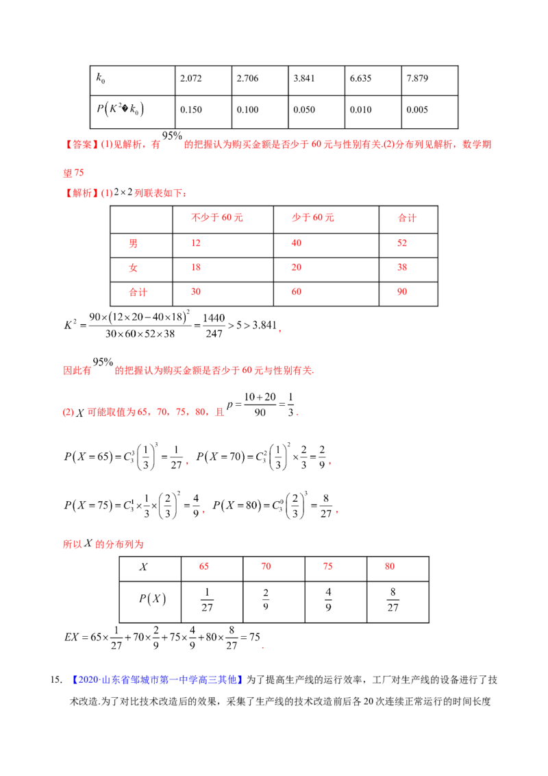 专题09概率与统计&mdash;&mdash;2020年高考真题和模拟题理科数学分项汇编（教师版含解析）_02高考数学_新高考复习资料_2022年新高考资料_2022年一轮复习各版本_1.新高考2022年高考数学一轮复习