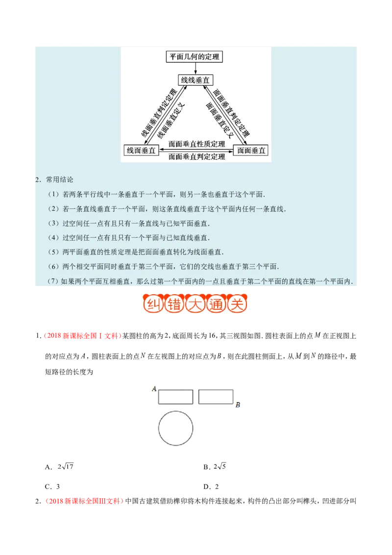 专题08立体几何-备战2019年高考数学（文）之纠错笔记系列（原卷版）_02高考数学_新高考复习资料_2022年新高考资料_2022年一轮复习各版本_1.新高考2022年高考数学一轮复习_原卷版