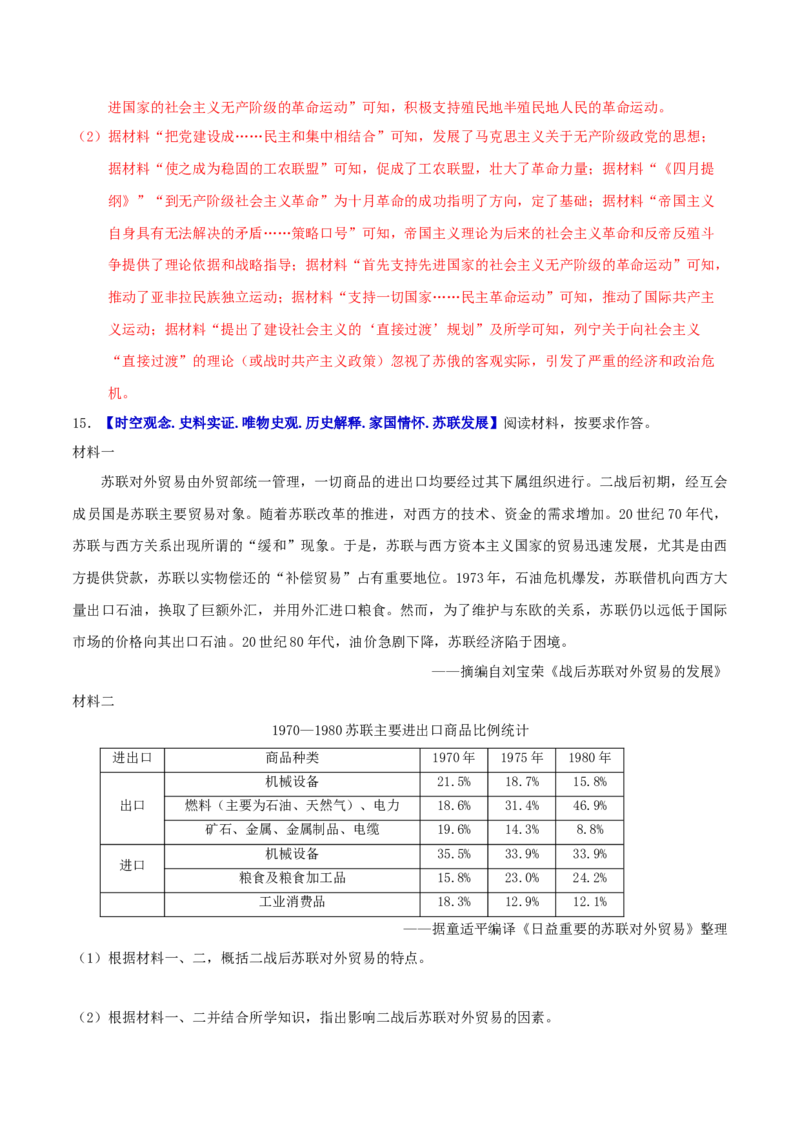专题11阳光大道&mdash;社会主义：社会主义运动的发展（练习）（解析版）_07高考历史_2025年新高考资料_二轮复习_01高考语文等多个文件