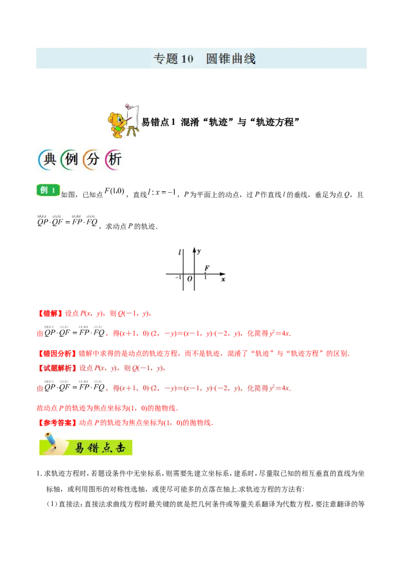专题10圆锥曲线-备战2019年高考数学（理）之纠错笔记系列（原卷版）_02高考数学_新高考复习资料_2022年新高考资料_2022年一轮复习各版本_1.新高考2022年高考数学一轮复习_原卷版