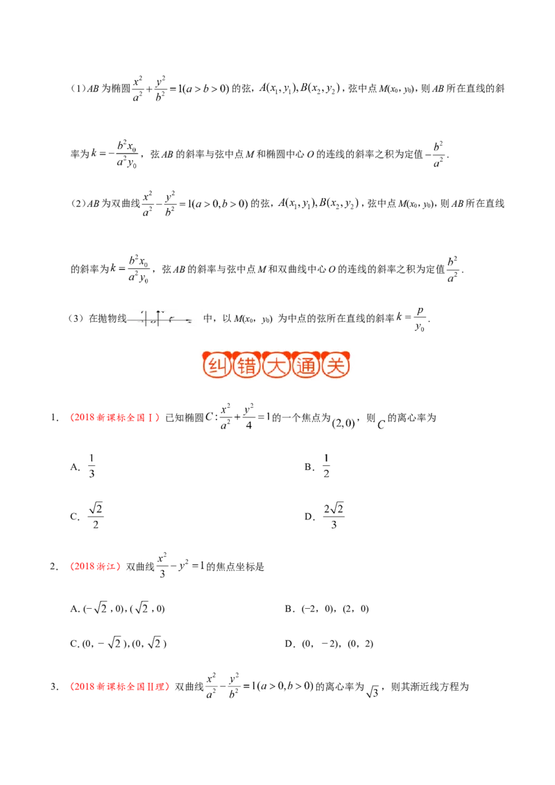 专题10圆锥曲线-备战2019年高考数学（理）之纠错笔记系列（原卷版）_02高考数学_新高考复习资料_2022年新高考资料_2022年一轮复习各版本_1.新高考2022年高考数学一轮复习_原卷版
