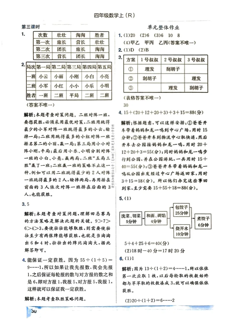 四年级数学上册人教版《黄冈小状元作业本》答案解析_25秋《黄冈小状元》系列_25秋1-6年级数学上册人教版《黄冈小状元作业本》（有答案）_答案
