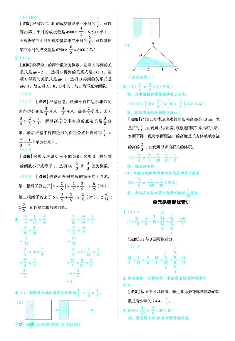 25秋典中点六年级数学上（SJ版）答案_25秋《典中点》系列_1-6年级数学上册各版本《典中点》（抢先版）_25秋1-6年级数学上册苏教版《典中点》（抢先版）